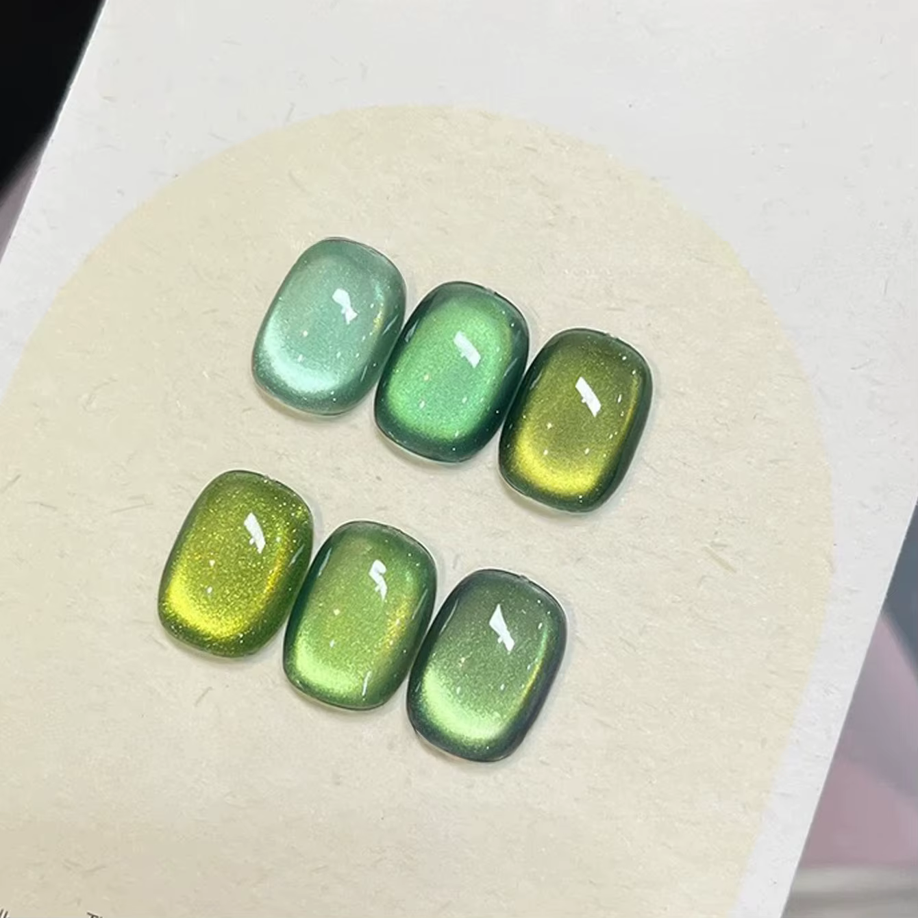 12ML 1-16 pièces 2025 nouvelles fournitures pour ongles Huai Shui bambou pavillon stroboscopique vert perle de verre