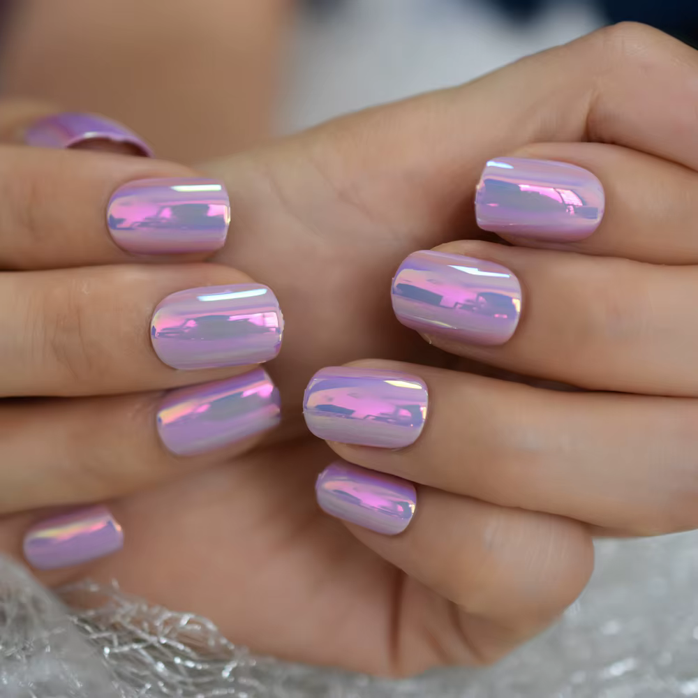 Ongles fantaisie courts et ronds à pression