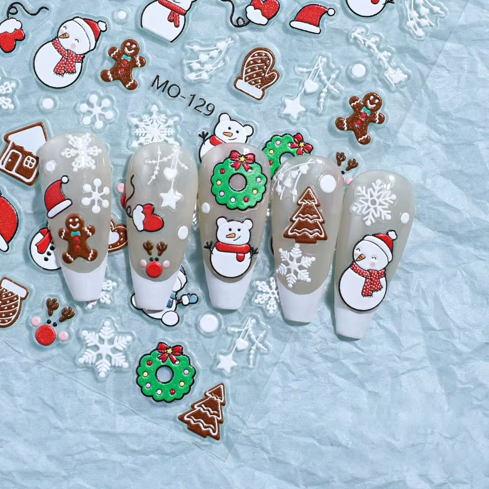 Autocollants de manucure de noël mignons