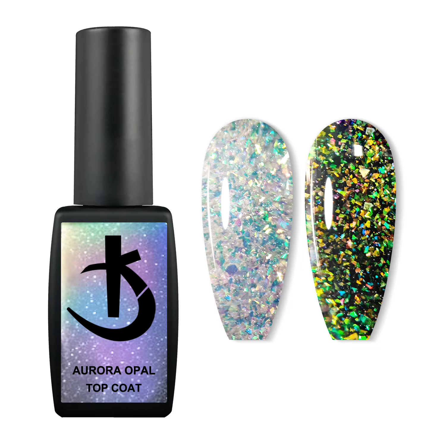 KODI JYJ Aurora opale sans lingette couche de finition vernis uv semi-permanent paillettes Gellac 12ml manucure coloré