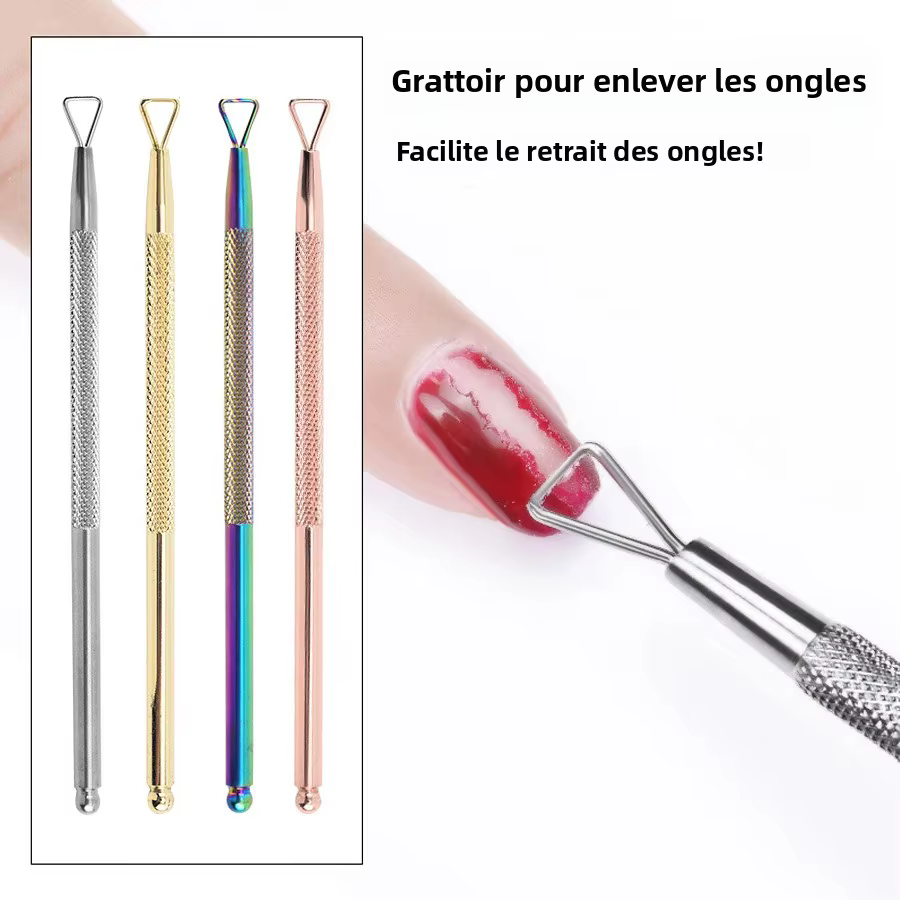 Outil holographique argenté pour enlever le vernis à ongles en acier inoxydable
