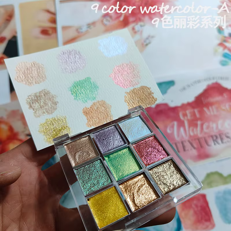 9 couleurs ongles couleur Pure Pigment Aurora Pearl Nail Art aquarelle métal Palette peinture Chrome caméléon poudre