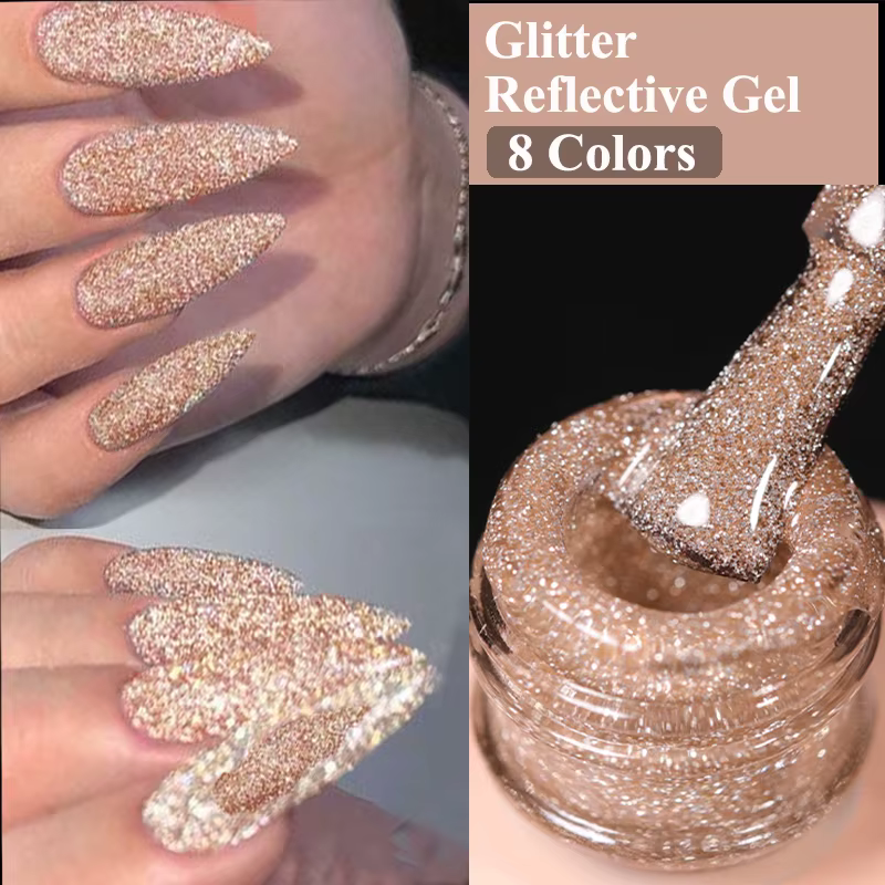UR SUGAR 15ml Champagne or argent réfléchissant paillettes Gel vernis à ongles