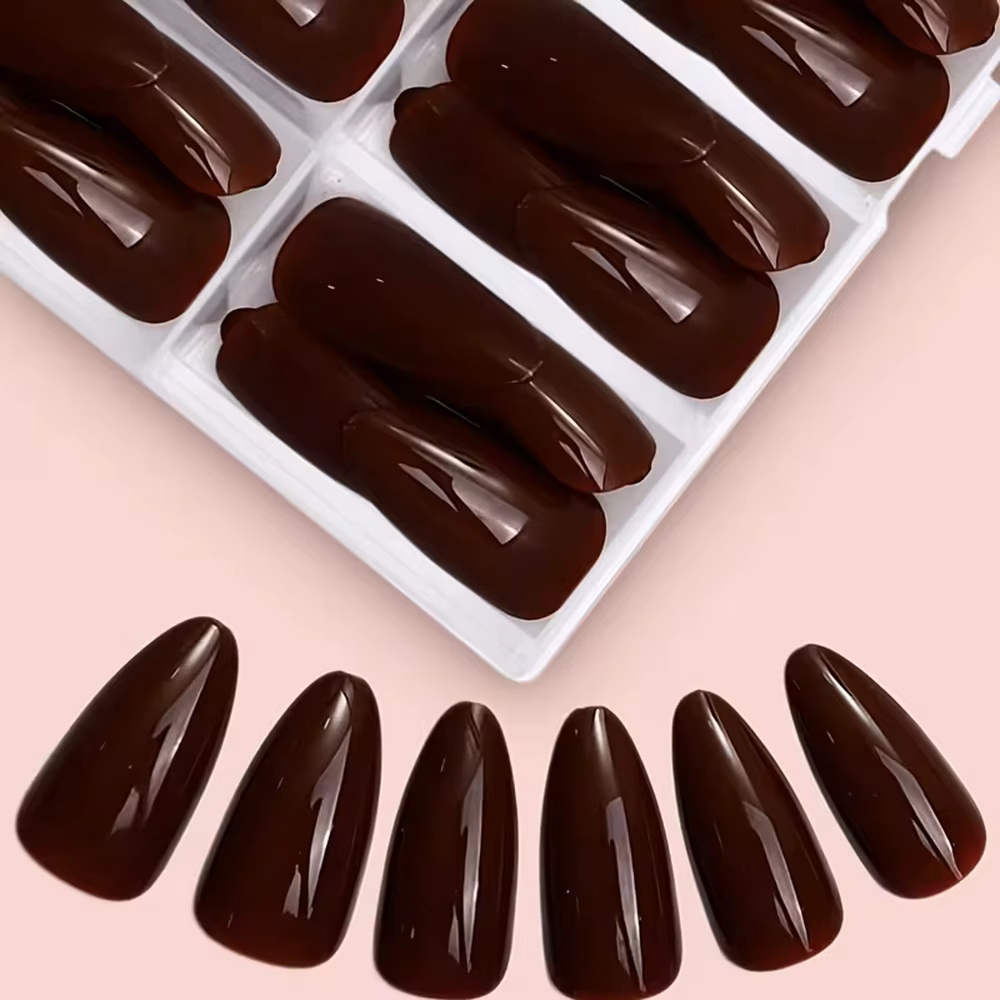 Faux ongles à presser rouge bordeaux brillants