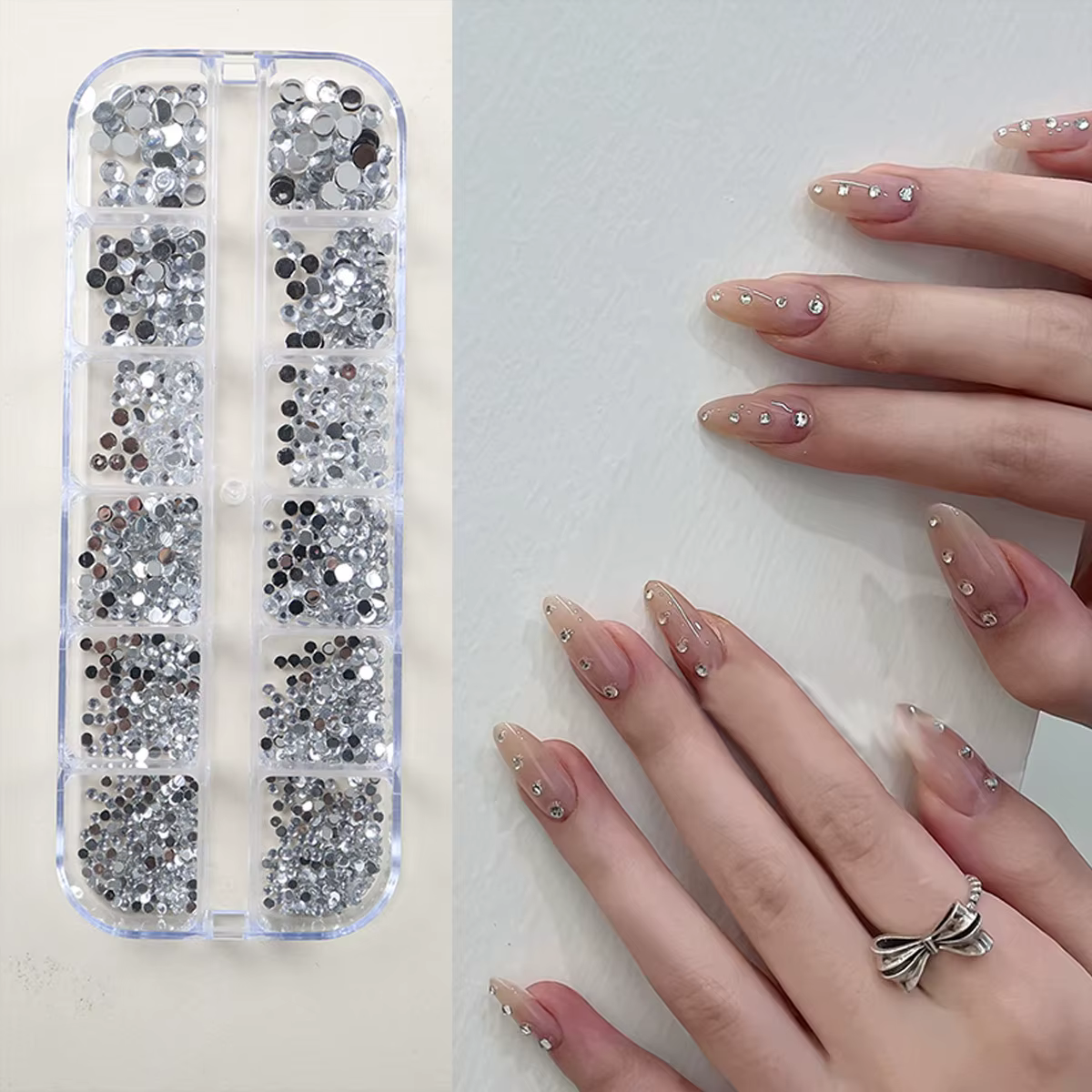 12 Grilles de Strass Scintillants pour Nail Art - Pierres à Dos Plat pour Décoration Polyvalente - Ornent les Ongles