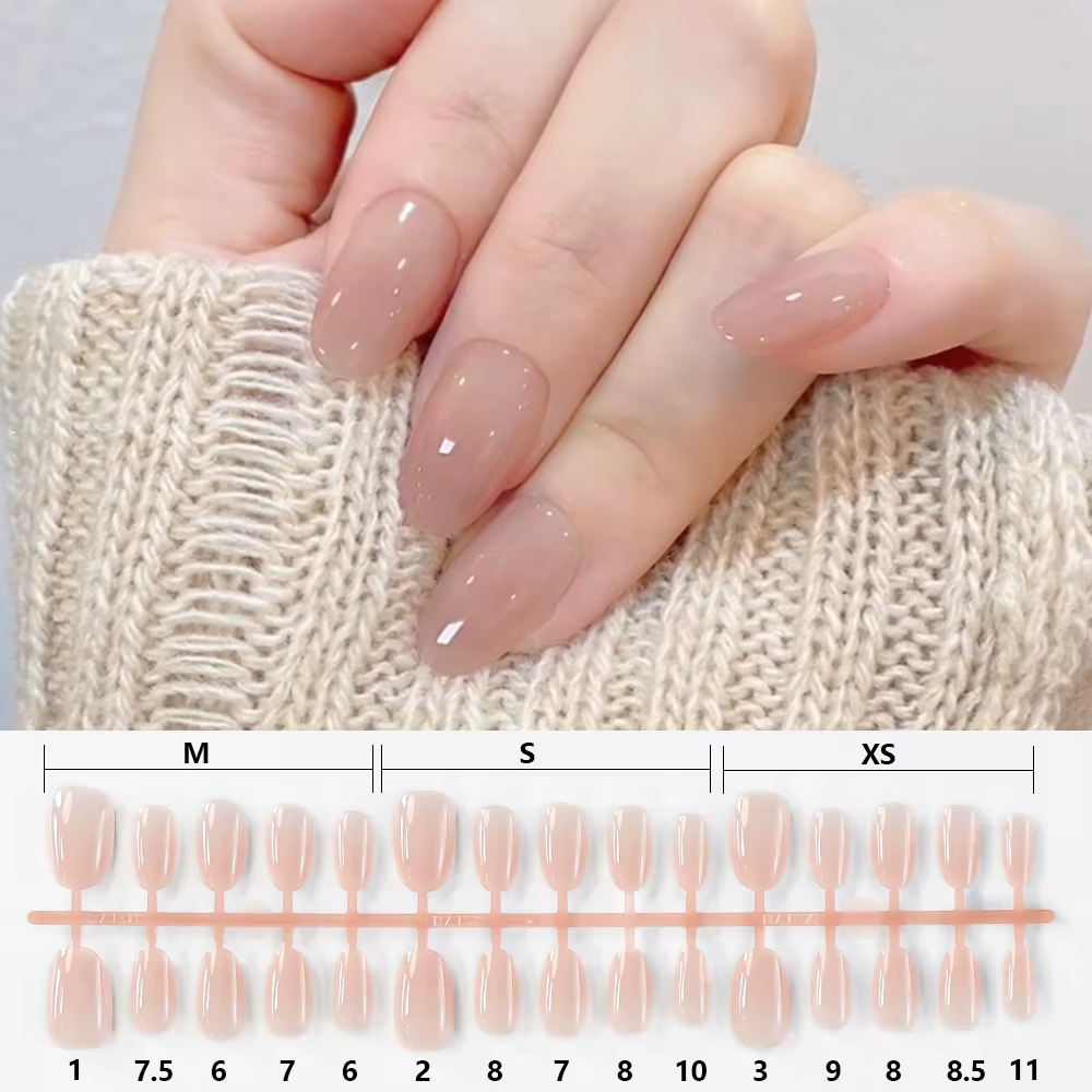 150 pièces dégradé court amande presse sur ongles Simple brillant nu faux