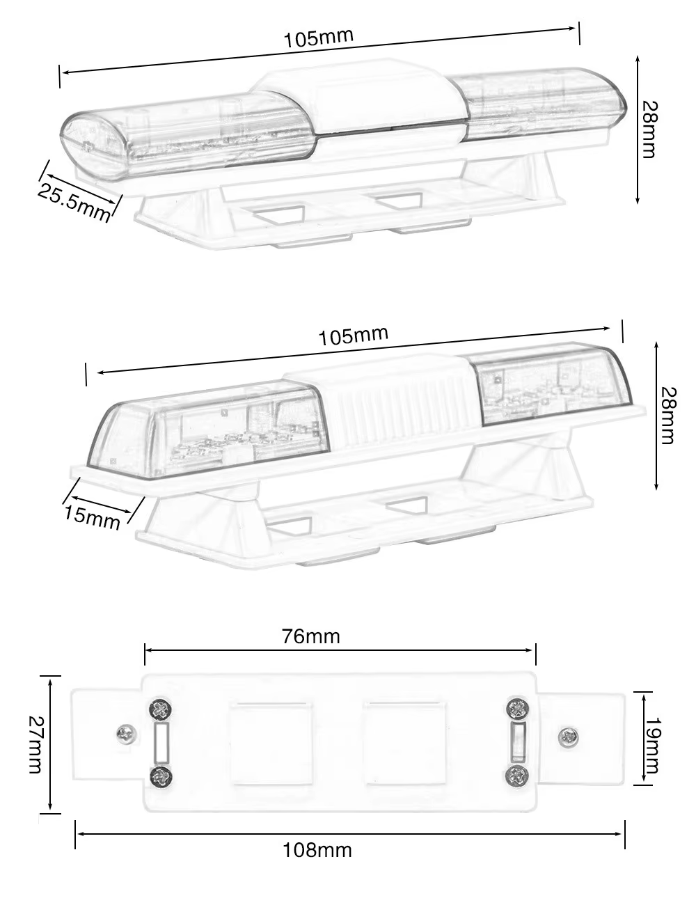 Accessoires de voiture RC, Flash de Police Led, lumière alarmante pour 1/10 HSP Kyosho Tamiya Axial SCX10 D90, pièces de voiture RC
