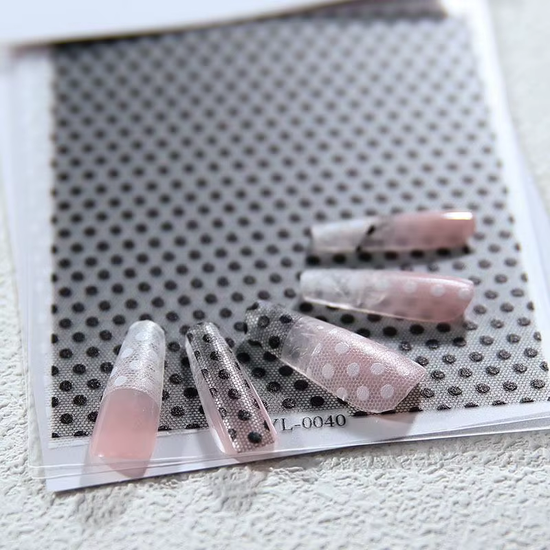 Autocollants adhésifs pour ongles à pois noirs et blancs, motifs dentelle, décorations DIY pour manucure en salon