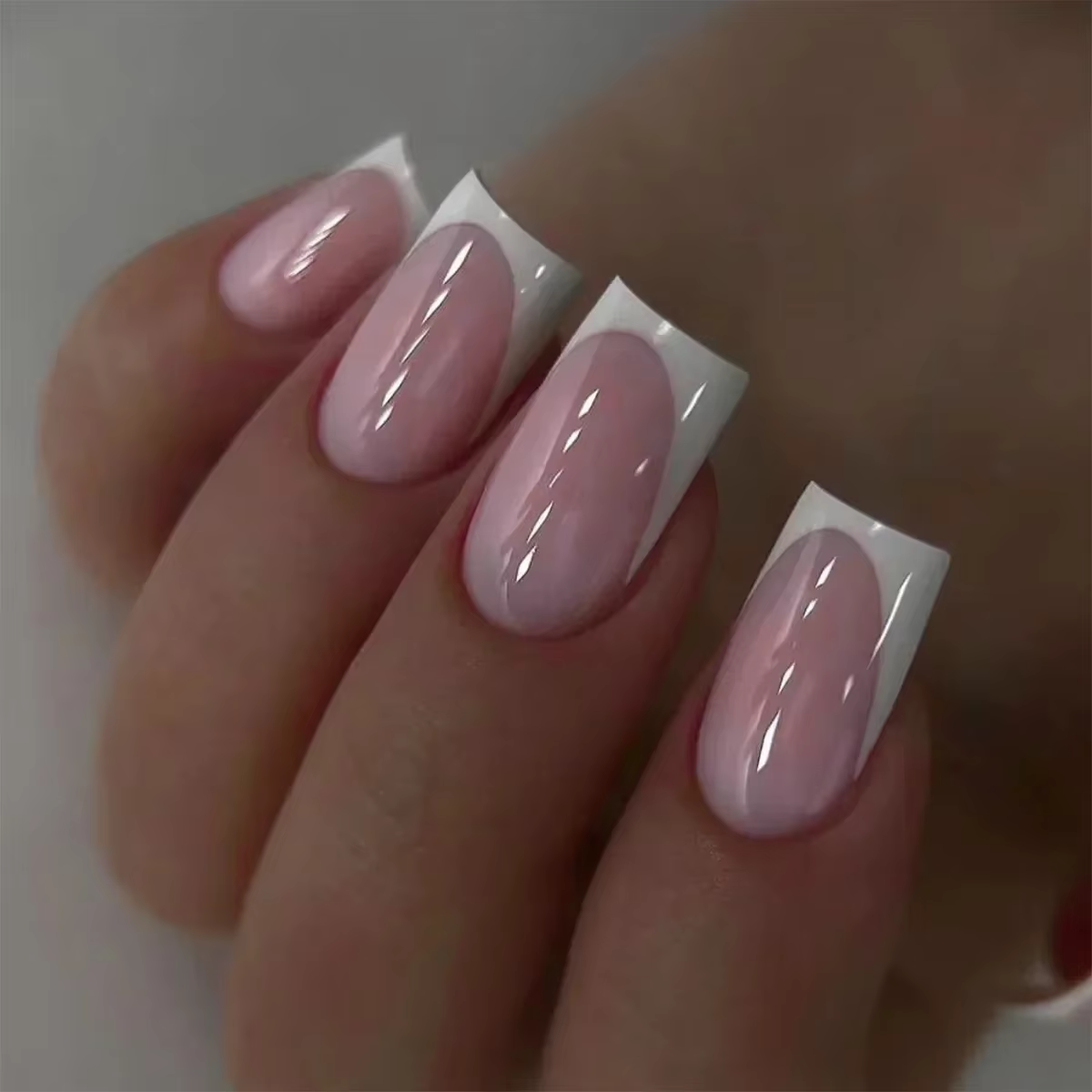 Faux ongles français en acrylique à couverture complète pour filles