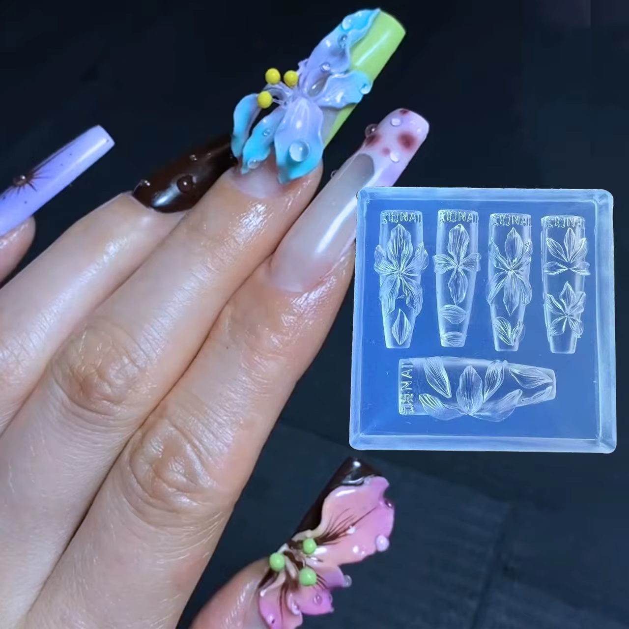 Moule à fleurs 3D en Silicone pour Nail Art