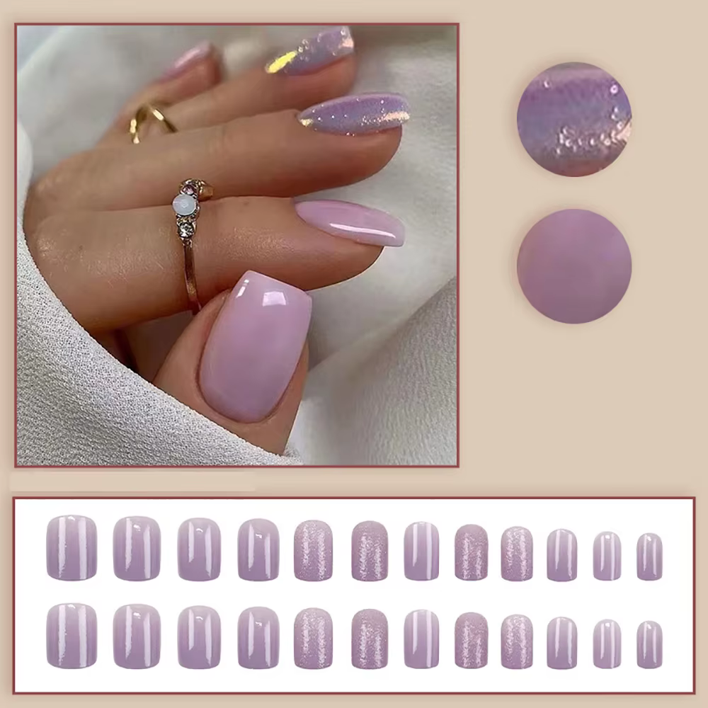 Faux ongles carrés courts pour femmes et filles