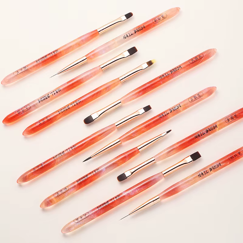 Ensemble de 13 pinceaux à ongles transparents Orange Koi