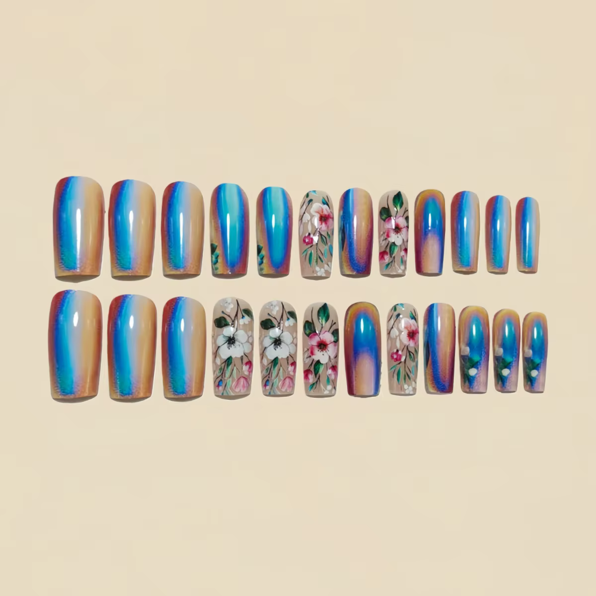 Faux ongles mi-longs pour femmes et filles