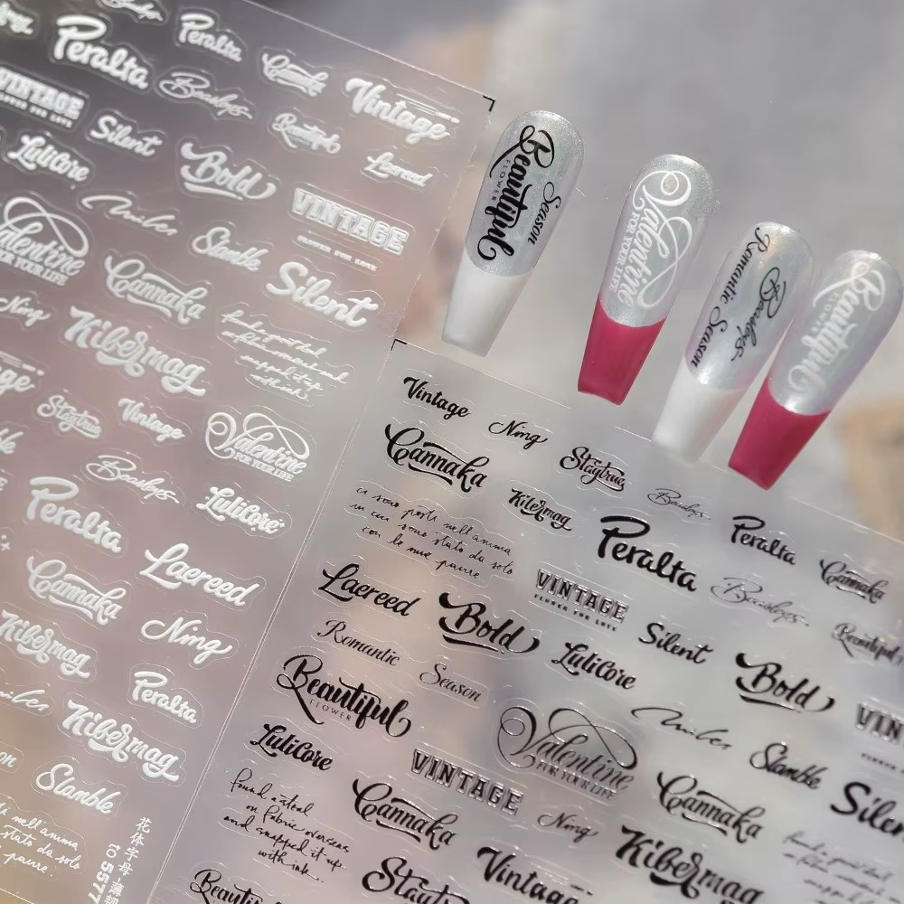 Nouveaux autocollants pour ongles en lettres anglaises