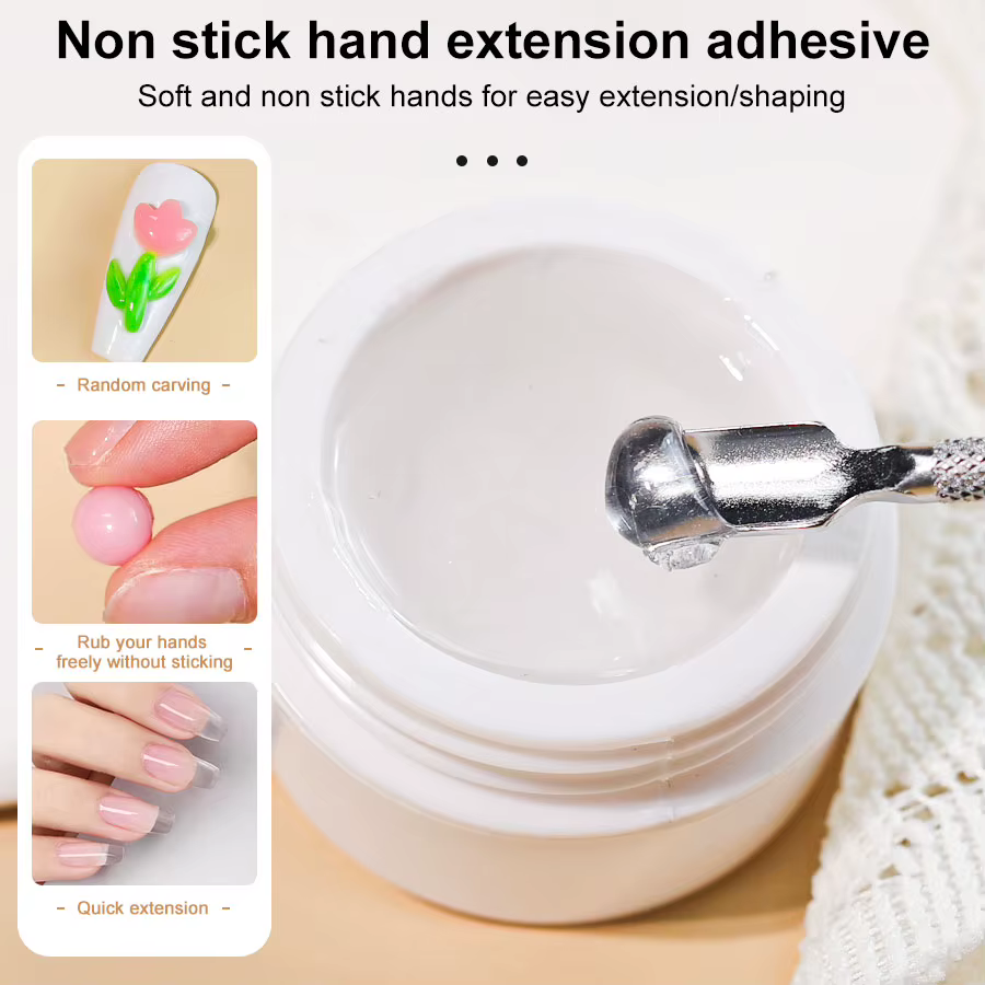 LIMEGIRL 15g Gel d'extension d'ongle solide antiadhésif photothérapie des mains Gel UV Gel de construction rapide