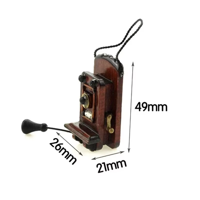 Accessoires de meubles de maison de poupée de Style Vintage, pour salon, chambre à coucher, cuisine 1:12, téléphone mural Antique Miniature