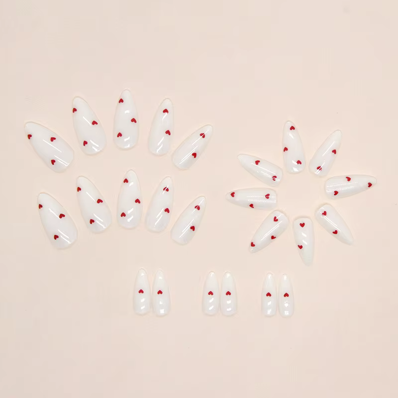 24 pièces-ongles faux amande blanche