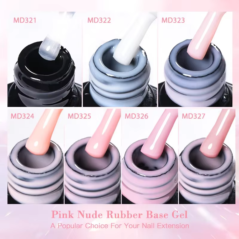 MSRUIOO Gel de base caoutchouc nude 8ml 2-en-1 semi-permanent pour nail art style français