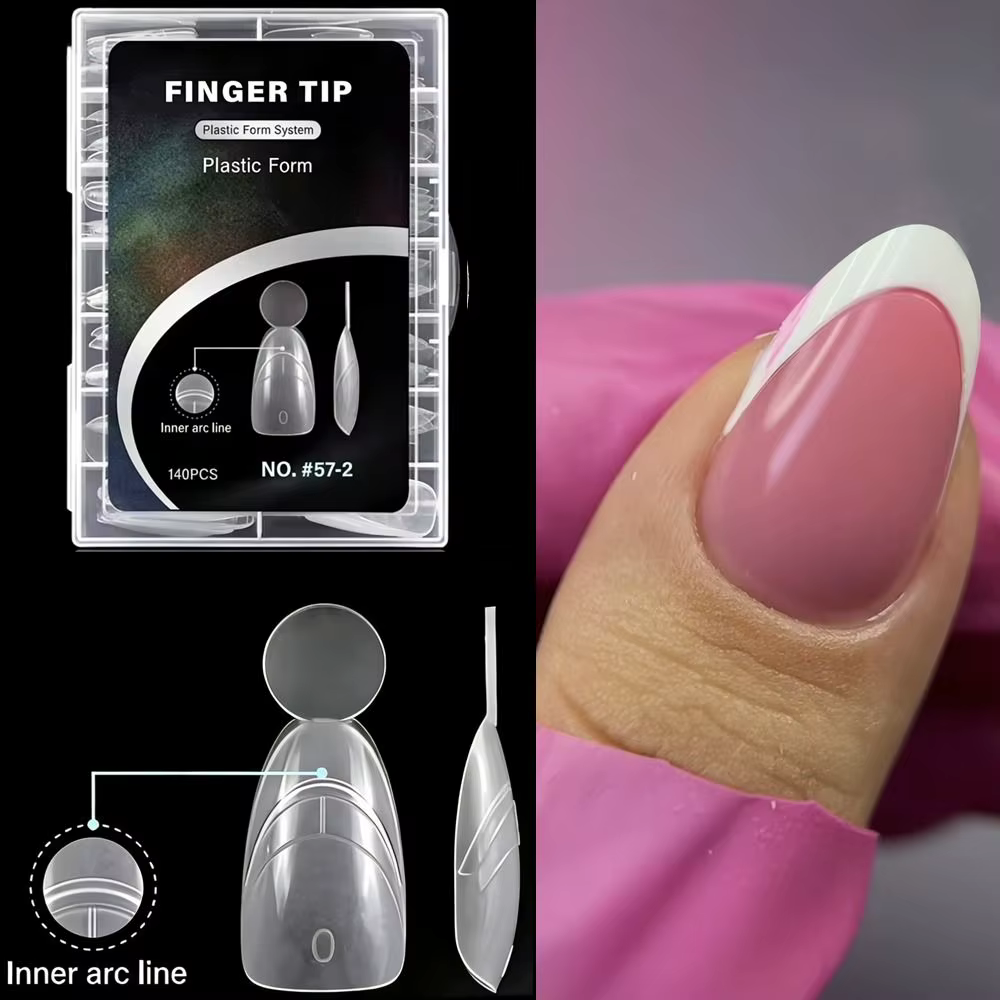 140 pièces de formes à ongles françaises à surface mate avec ligne française intérieure
