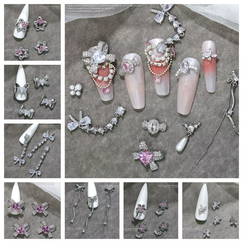 Bijoux de manucure 3D en argent de haute qualité