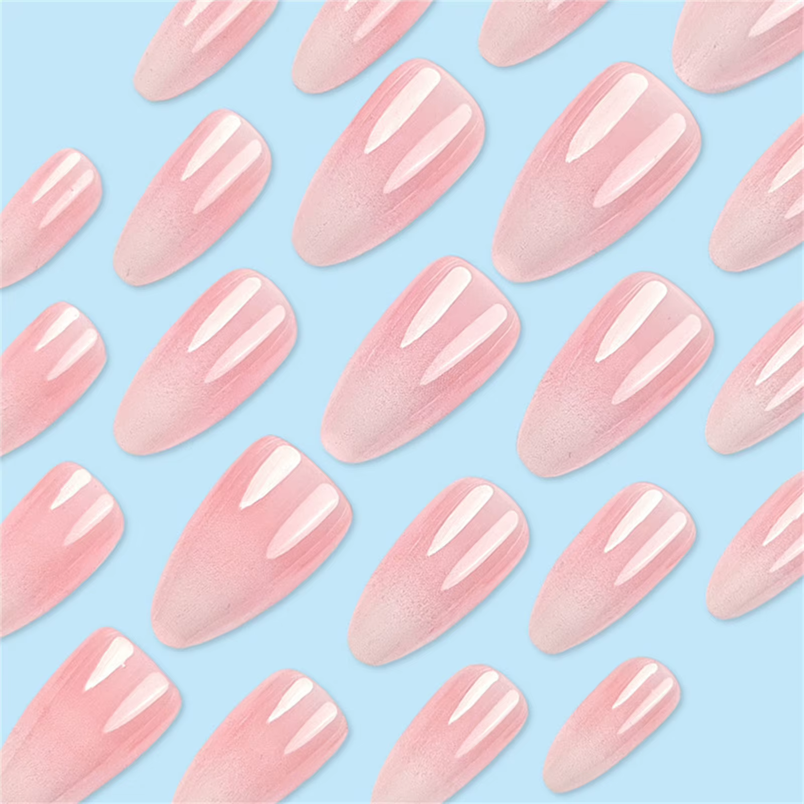 Faux ongles en amande dégradée blanche
