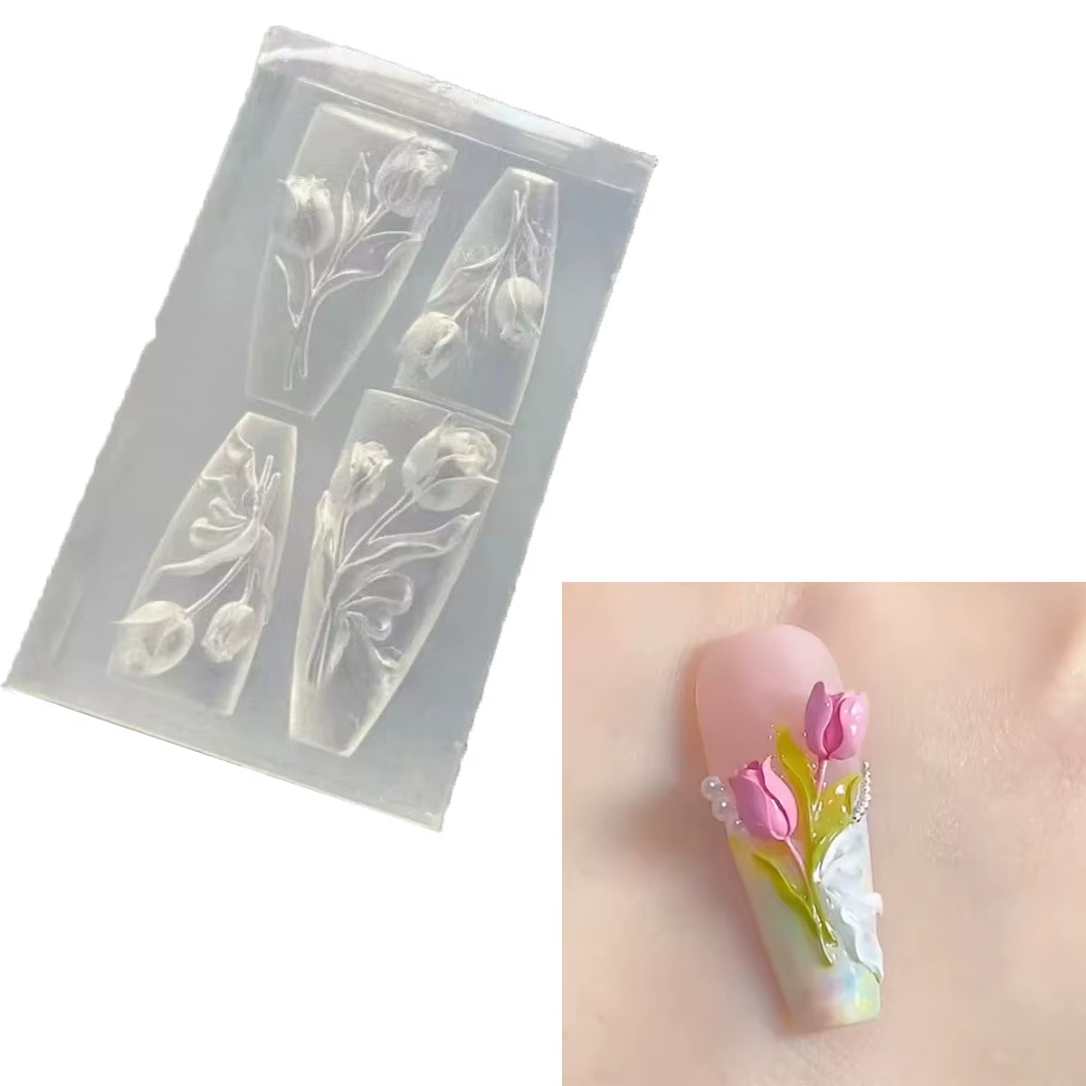Moule à fleurs 3D en Silicone pour Nail Art