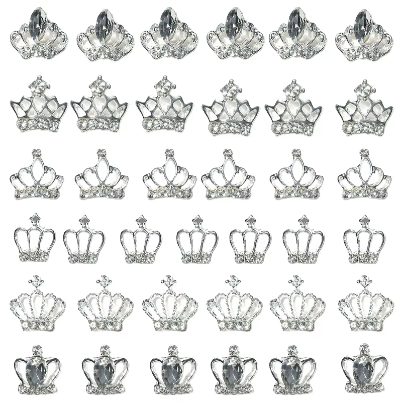 30 pièces de breloques de couronne exquises pour ongles