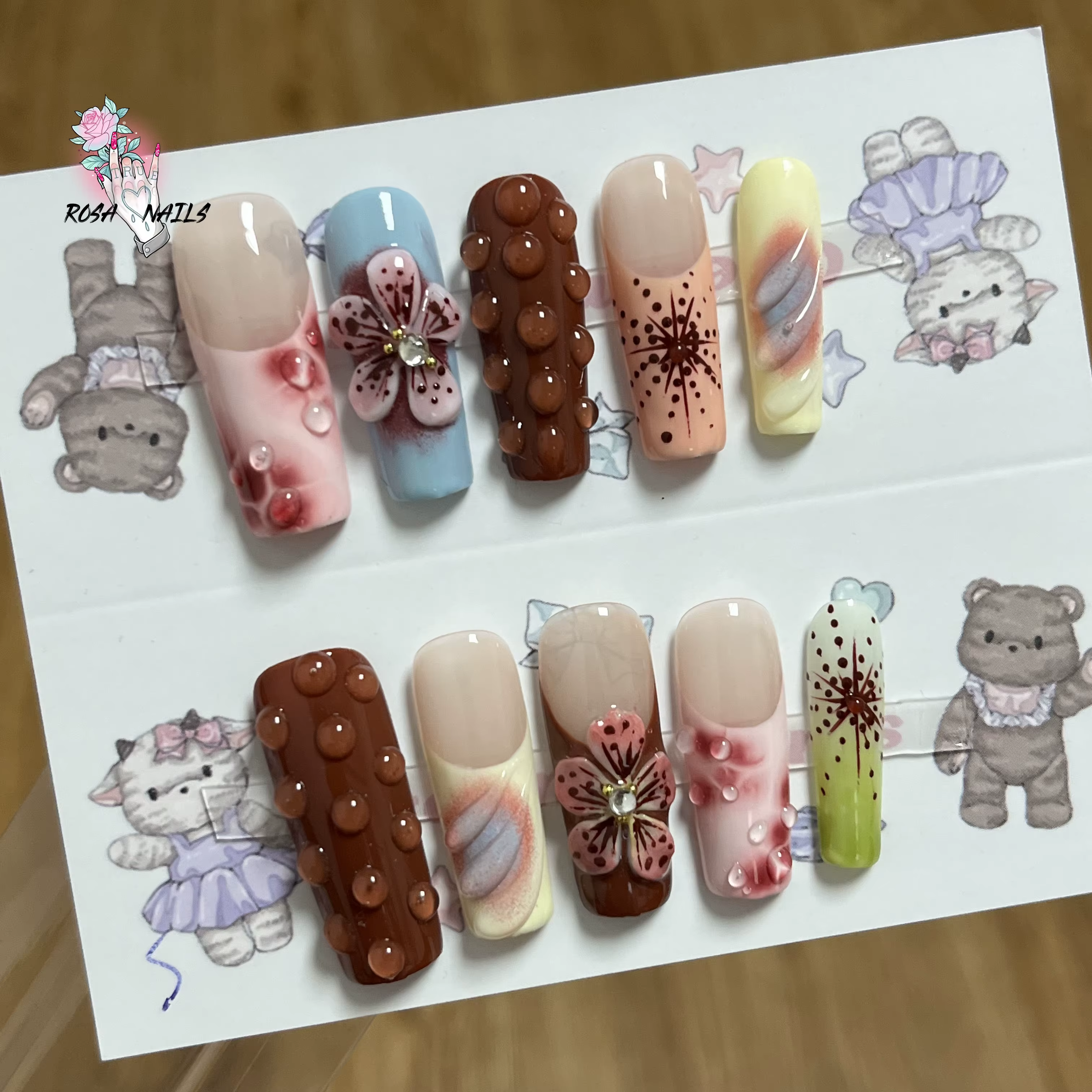 Fleur 3D Gel acrylique presse sur ongles longs