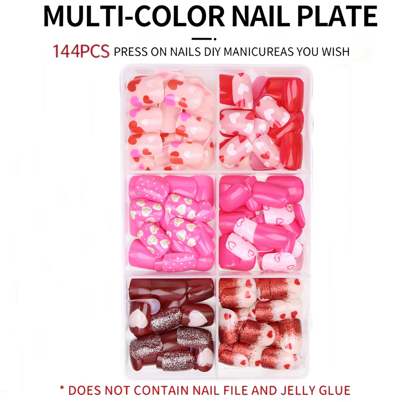 144 faux ongles carrés à presser