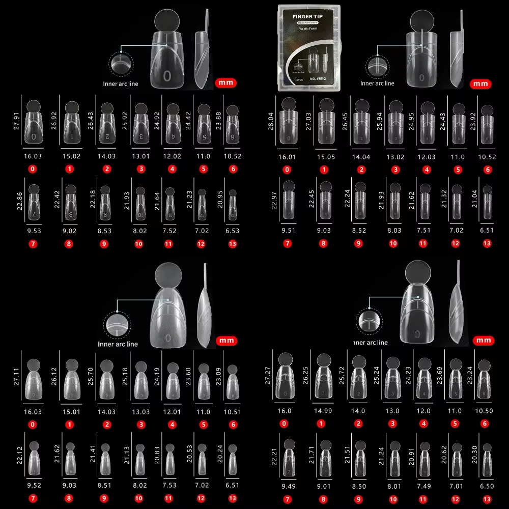 140 pièces de formes à ongles françaises à surface mate avec ligne française intérieure