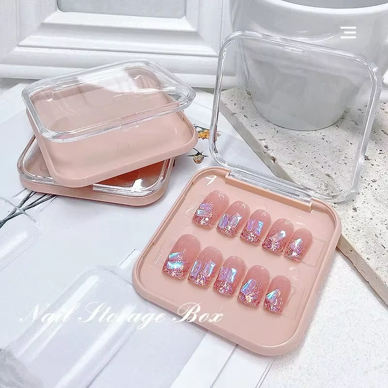 Boîtes à ongles vides pour l'emballage, boîte de forme carrée, vente en gros de pointes d'ongles, étui d'emballage à pression pour petites entreprises, 10 pièces