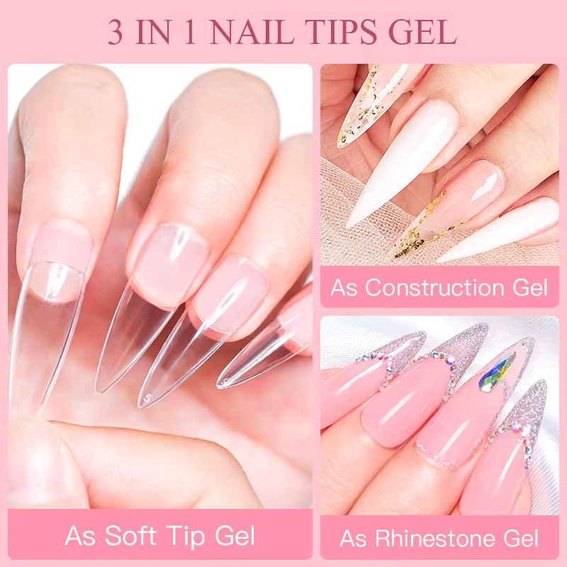 Gel de pointes d'ongles souples 3 en 1