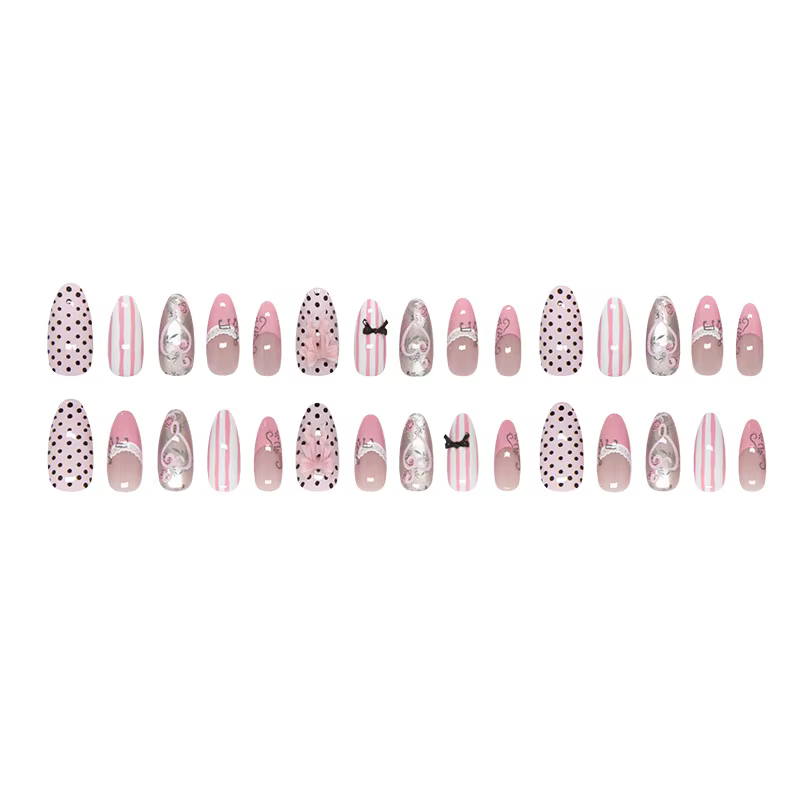 30 faux ongles créatifs motif notes de musique