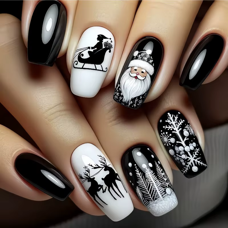 Faux ongles noirs du père noël