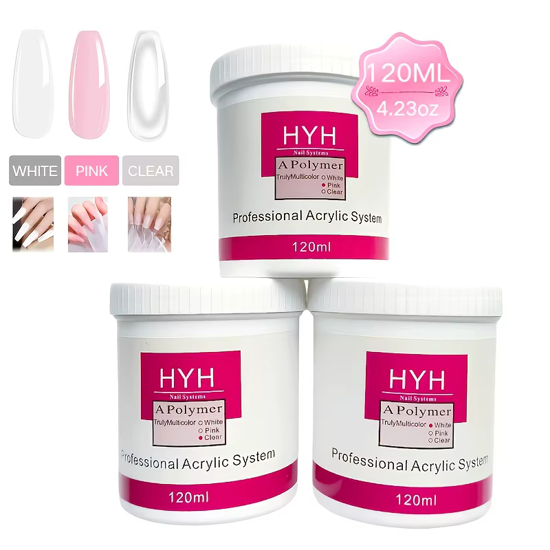 Poudre acrylique 3 couleurs transparente