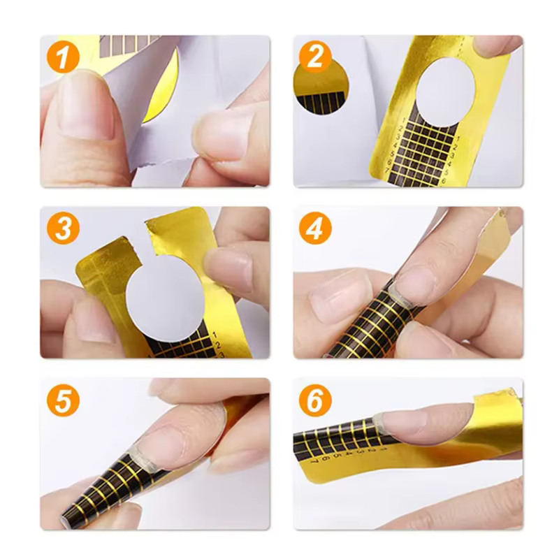 Autocollant de forme d'ongle pour pointes de poudre acrylique