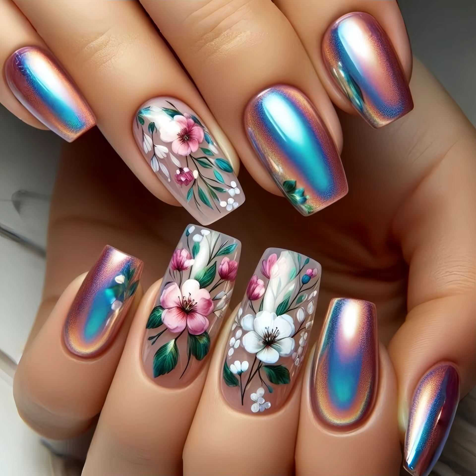 Faux ongles mi-longs pour femmes et filles