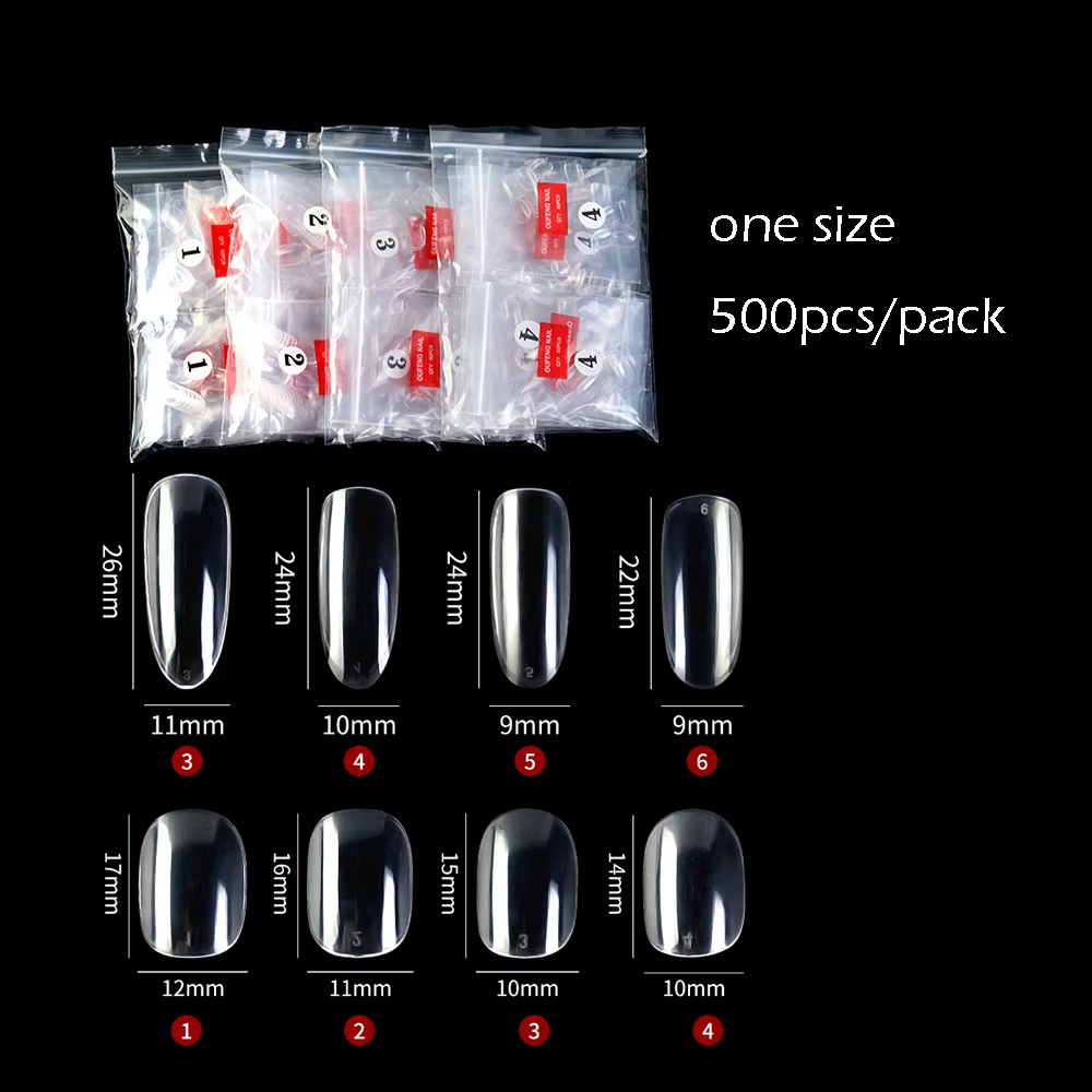500 pcs/pack pratique faux ongles taille unique 3 4 5 6 clair couleur naturelle