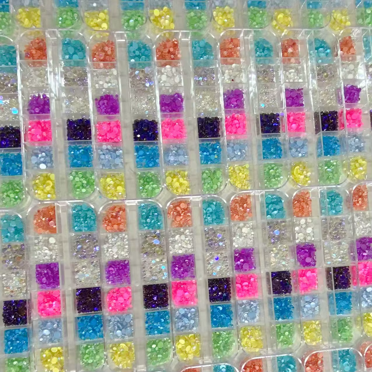1 boîte arc-en-ciel sirène larmes Nail Art breloques Macaron bulle perles