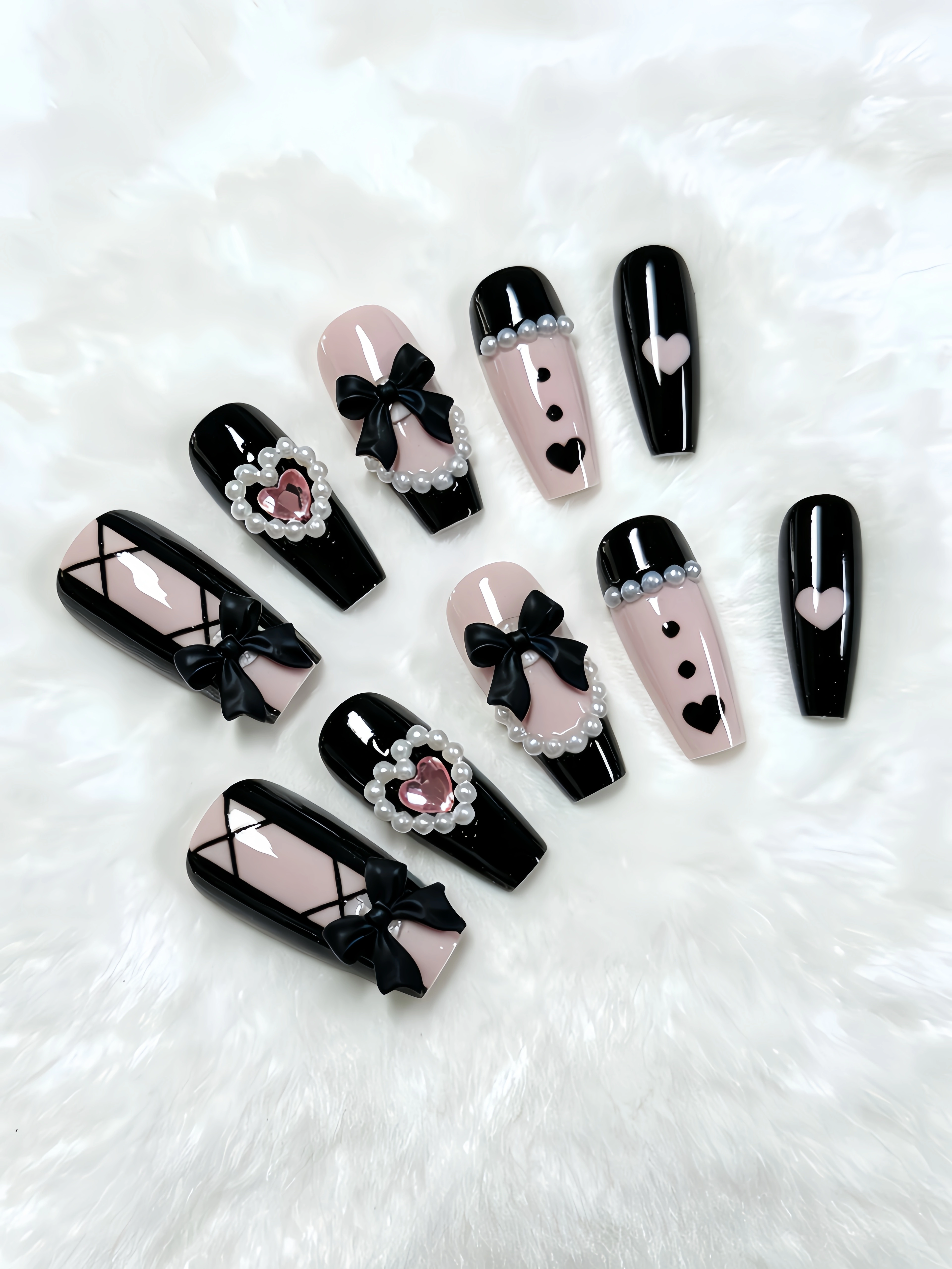 10 faux ongles trapézoïdaux de longueur moyenne