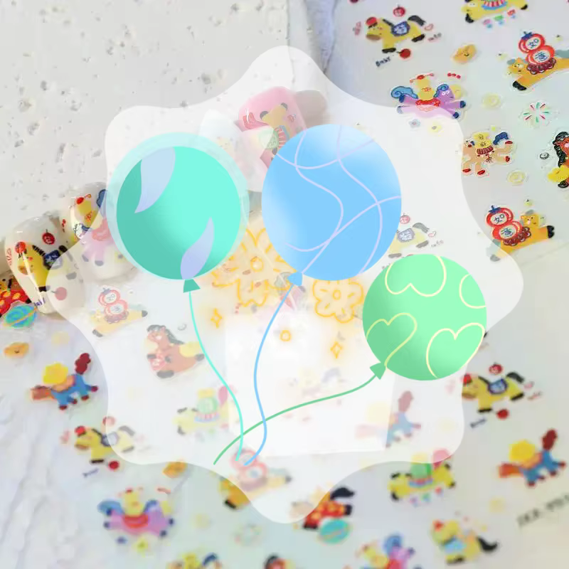 Autocollants 3D pour ongles motif cheval de dessin animé