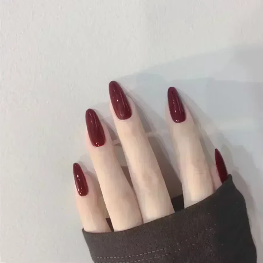 24 pièces/boîte longs cercueil faux ongles Art Rose avec colle portable nu