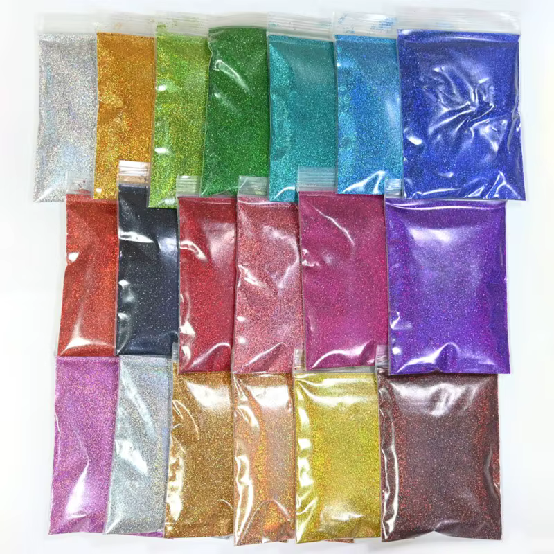 Poudre de paillettes holographiques arc-en-ciel pour les ongles
