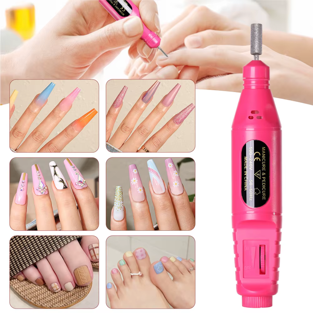 LINMANDA 6 en 1 Kit de forets à ongles électriques enlever polisseuse manucure lime