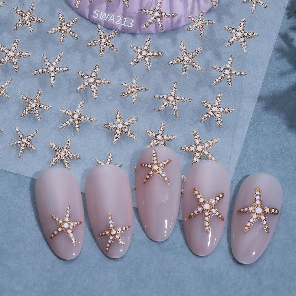 2 autocollants pour ongles en forme d'étoile de mer