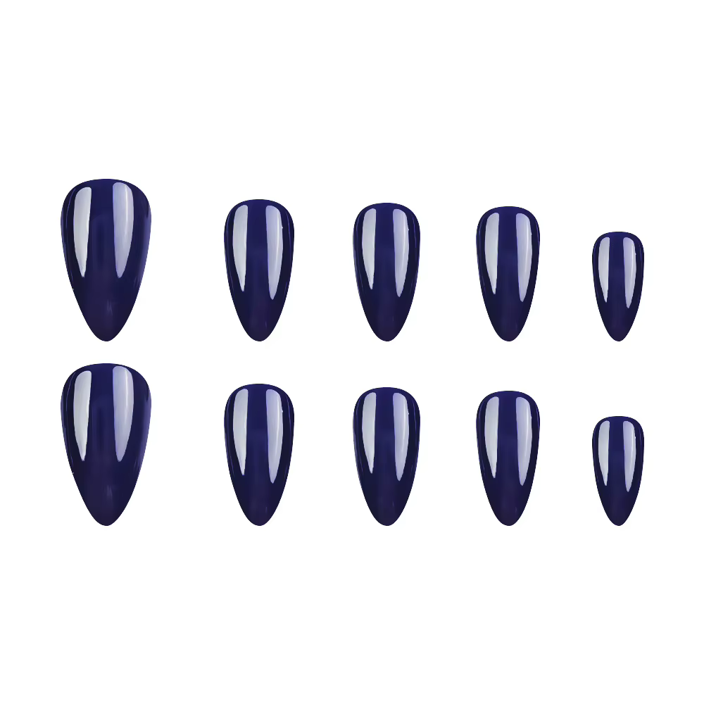 24 pièces faux ongles brillant bleu amande