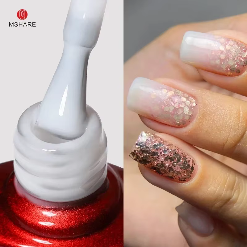 MSHARE blanc laiteux sans lingette couche de finition UV LED Gel gelée couleur haut Gel Sosk hors Gel Vernis renforcer