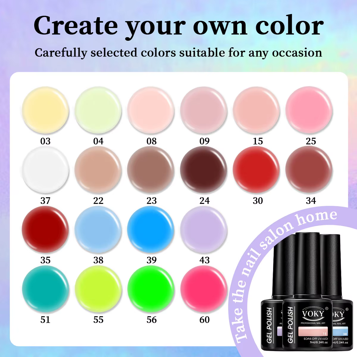 VOKY Lot de 6 pièces de gel pour ongles