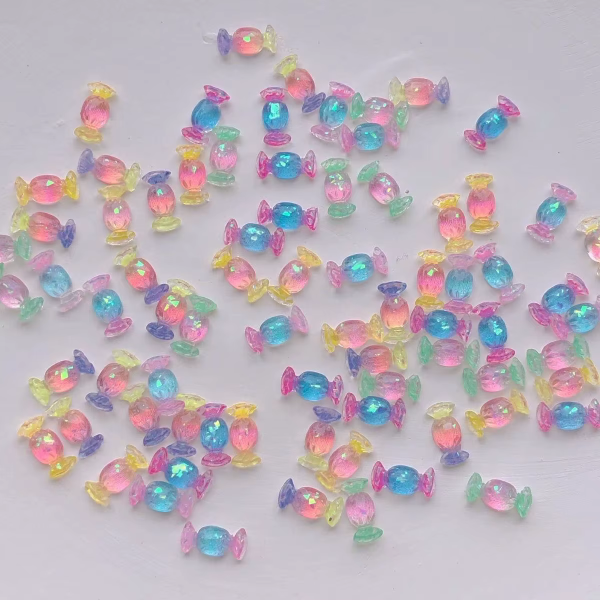 Jeu de nourriture bonbons Nail Art breloques irisé dégradé feuille d'or arc-en-ciel