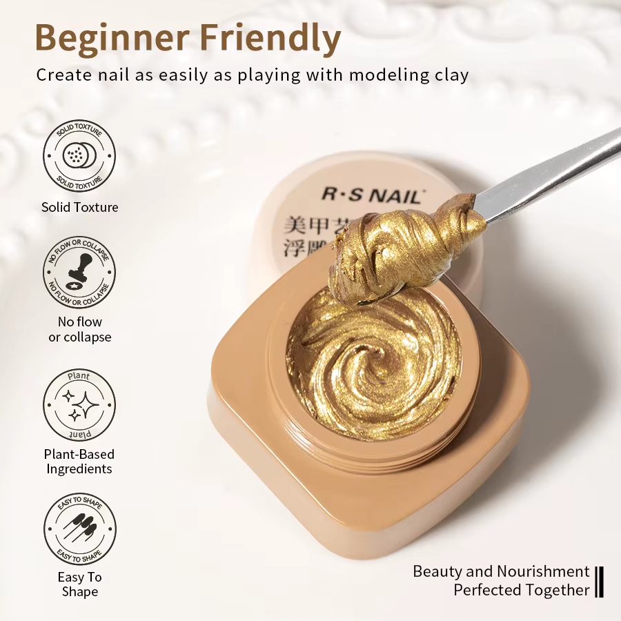 RSNAIL Gel 3D Métallique Gaufré Sans Résidu
